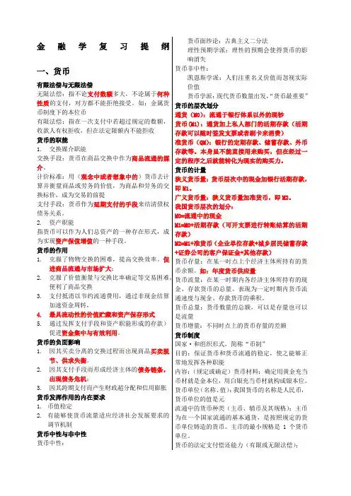 李健金融学复习提纲