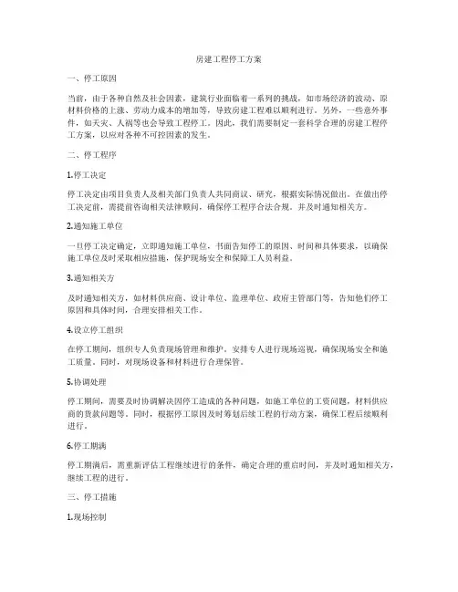 房建工程停工方案