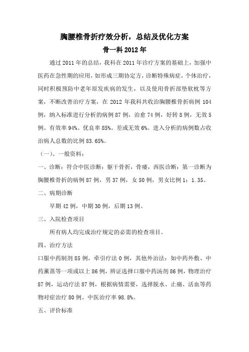 2012胸腰椎骨折疗效总结及优化