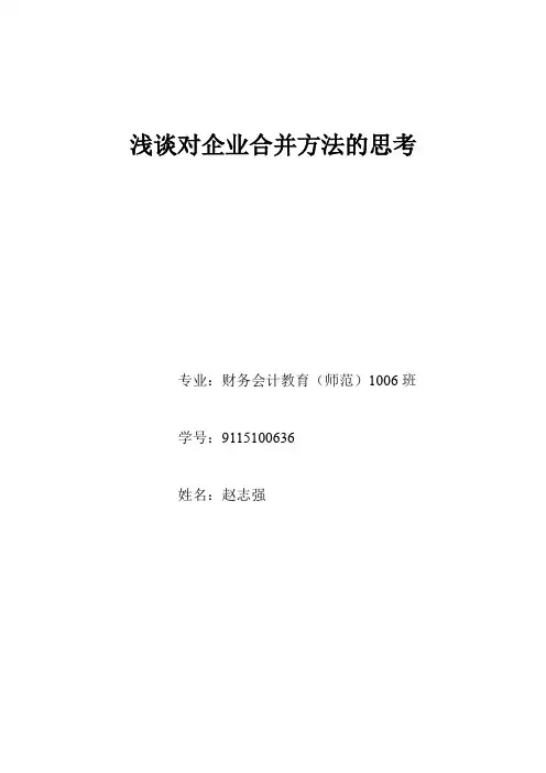 浅谈对企业合并方法的思考