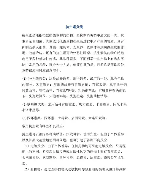 抗生素分类