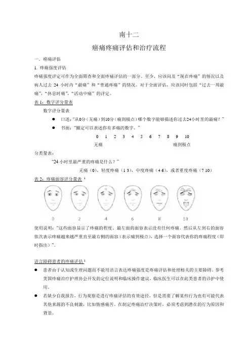 癌痛疼痛评估和治疗流程