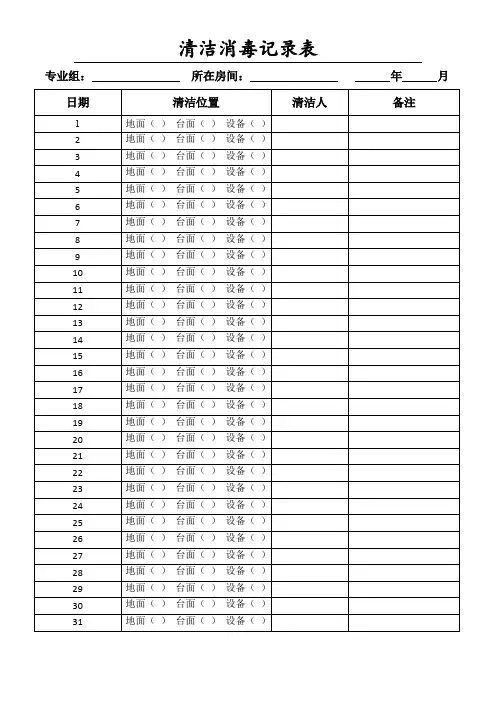《清洁消毒记录表》