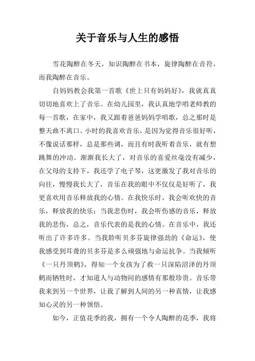 关于音乐与人生的感悟