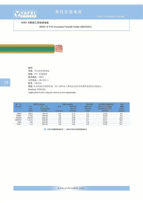 H05V-K聚氯乙烯绝缘电线