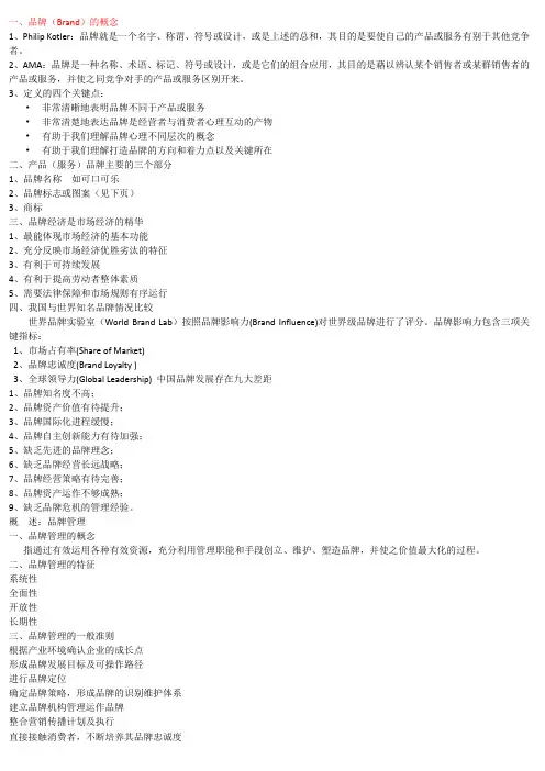 大学《品牌管理》教案重点
