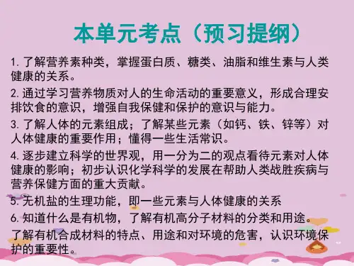 人教版初中化学九下复习:第十二单元 化学与生活 课件优质课件PPT