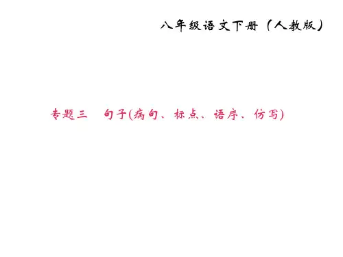 2017-2018学年八年级语文下册课件(人教版)：专题三 句子(病句、标点、语序、仿写)(共21张