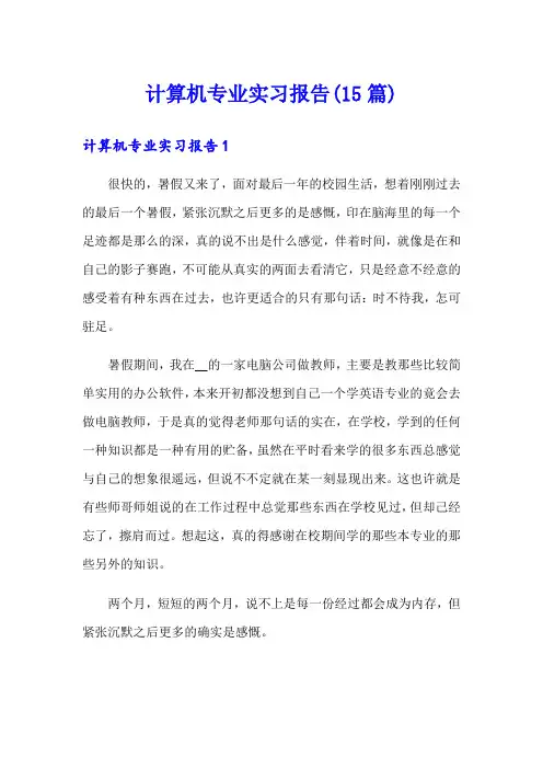 (word版)计算机专业实习报告(15篇)