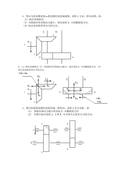 机械设计基础答案 齿轮受力分析 2