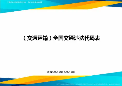 (2020年)(交通运输)全国交通违法代码表精编