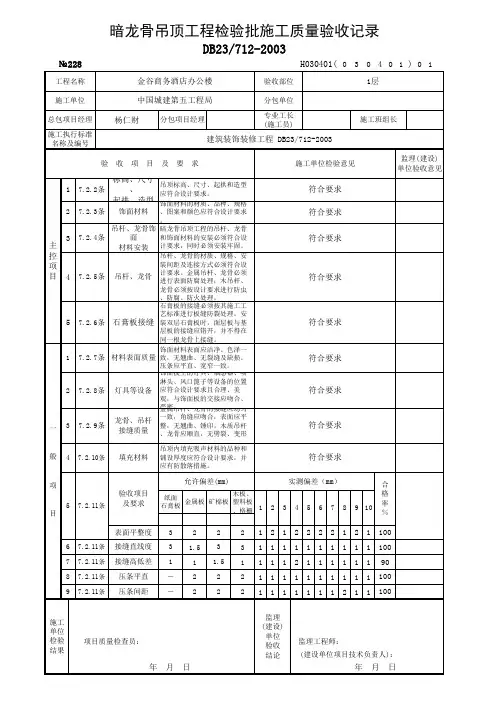 (吊顶)检验批