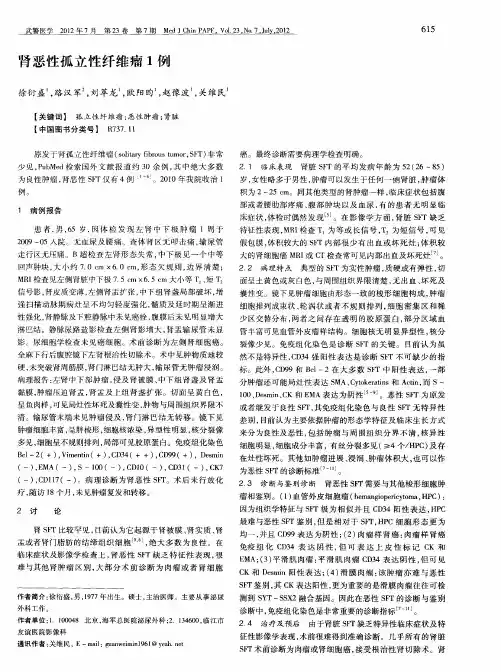 肾恶性孤立性纤维瘤1例