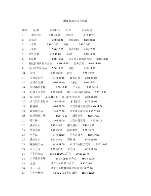 镇江最新公交车线路