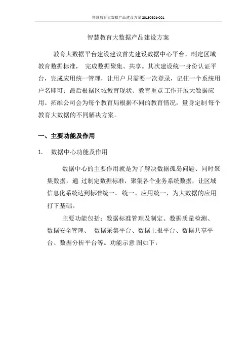 智慧教育大数据产品建设方案