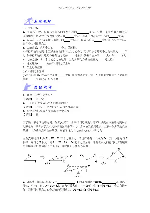 高一物理力的合成和分解