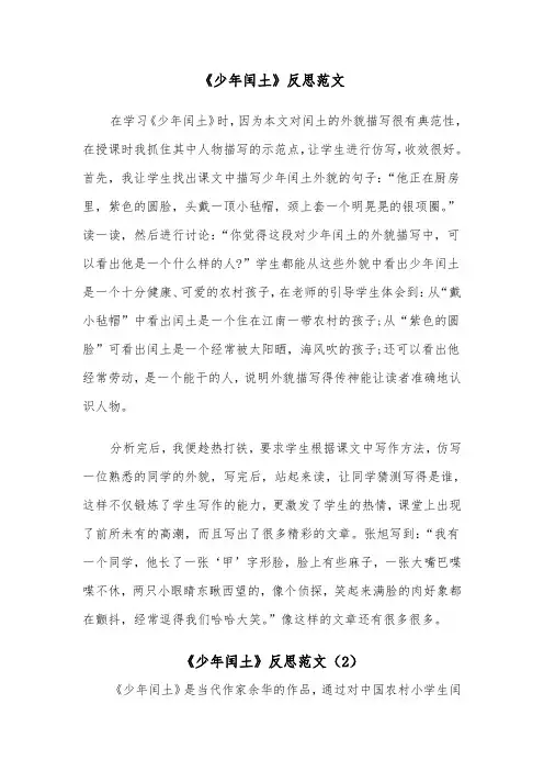 《少年闰土》反思范文（2篇）