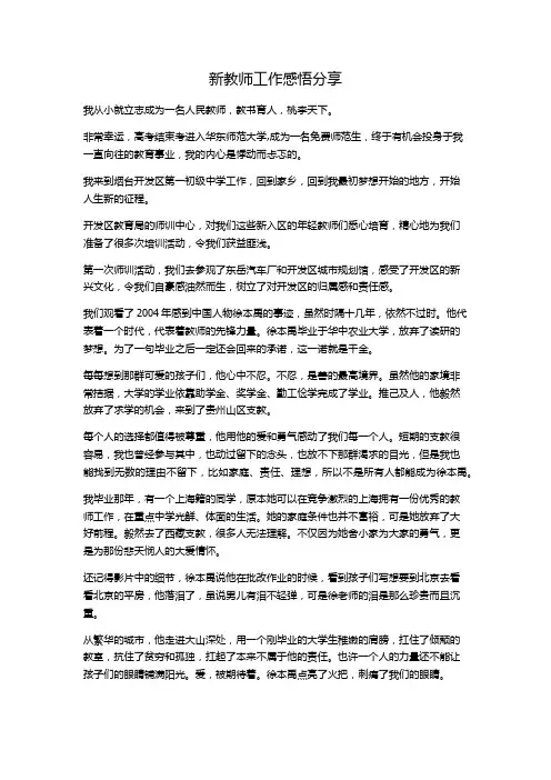 新教师工作感悟分享