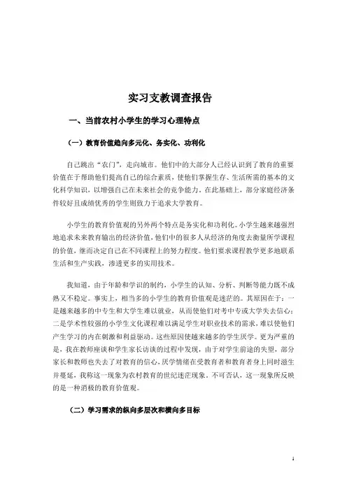 大学生支教实习调查报告