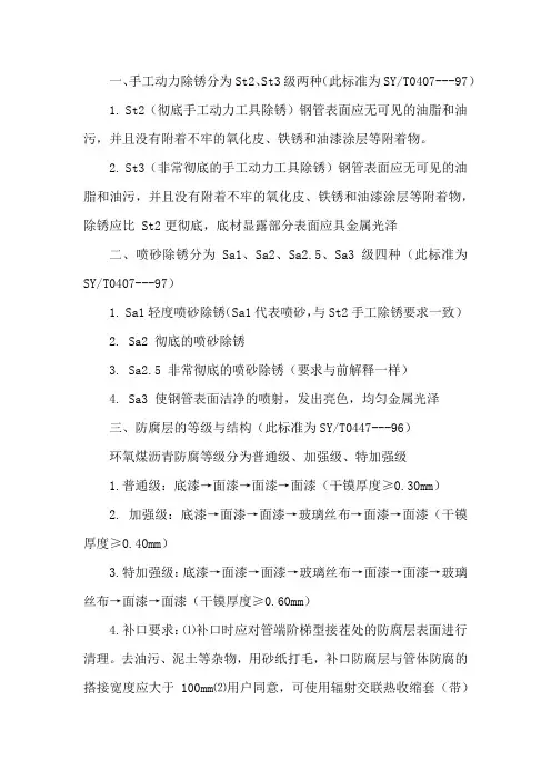 防腐除锈企业制度和标准