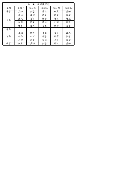 课程表(初一第一学期)