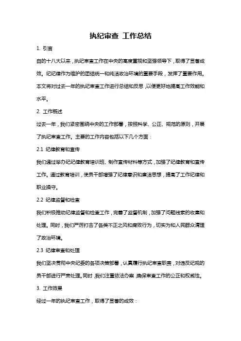 执纪审查 工作总结