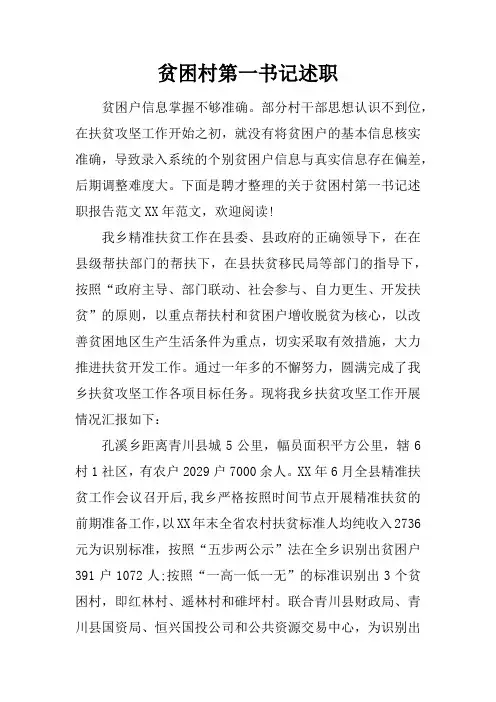 贫困村第一书记述职