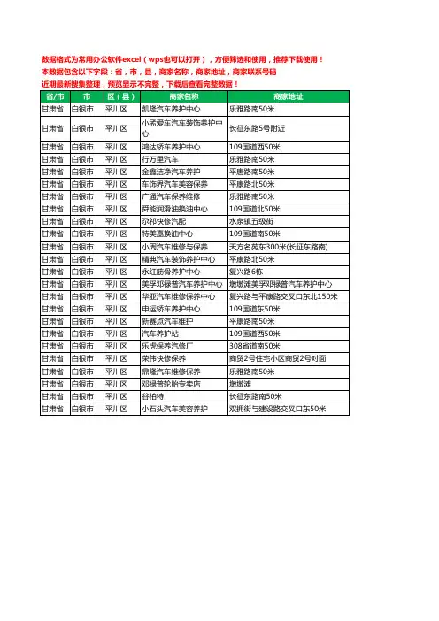 新版甘肃省白银市平川区汽车保养工商企业公司名录名单黄页大全24家