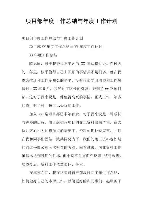 项目部年度工作总结与年度工作计划