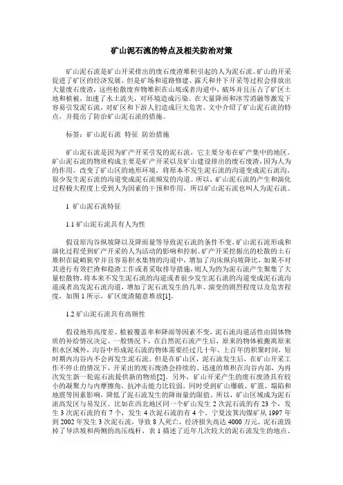 矿山泥石流的特点及相关防治对策
