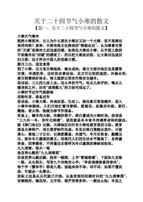 关于二十四节气小寒的散文