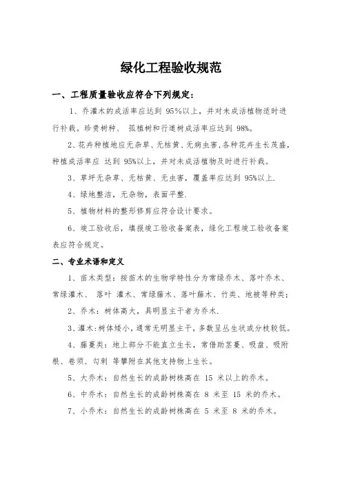 苗木验收标准
