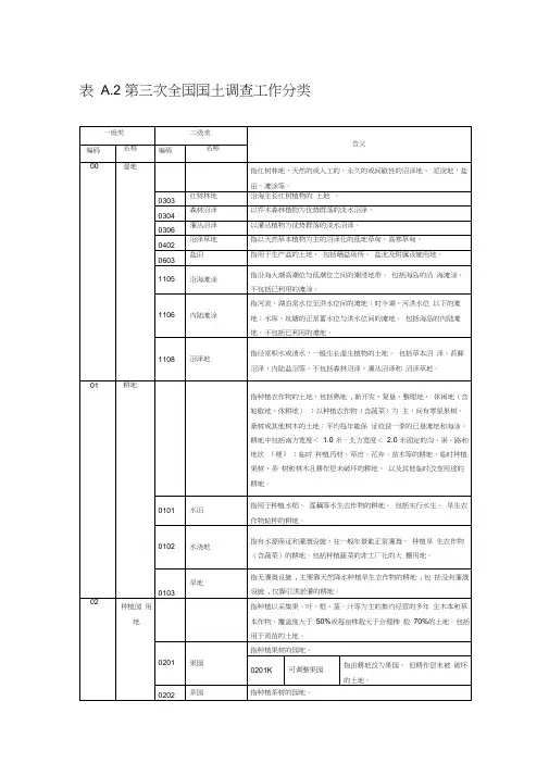 第三次全国国土调查工作分类