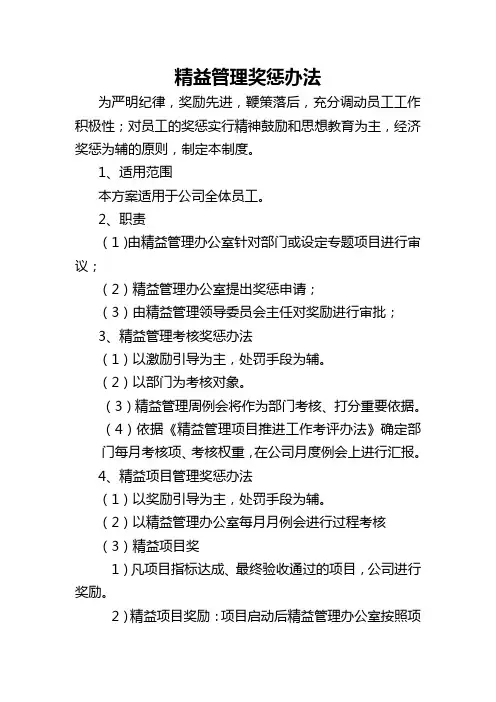 精益管理奖惩办法