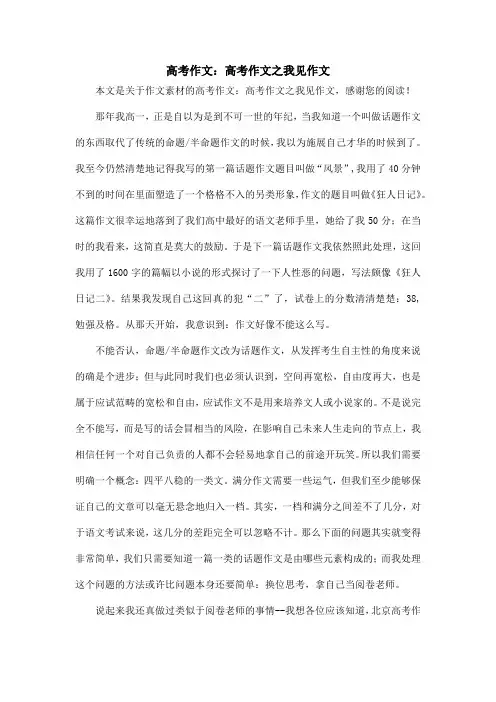 高考作文：高考作文之我见作文_作文素材