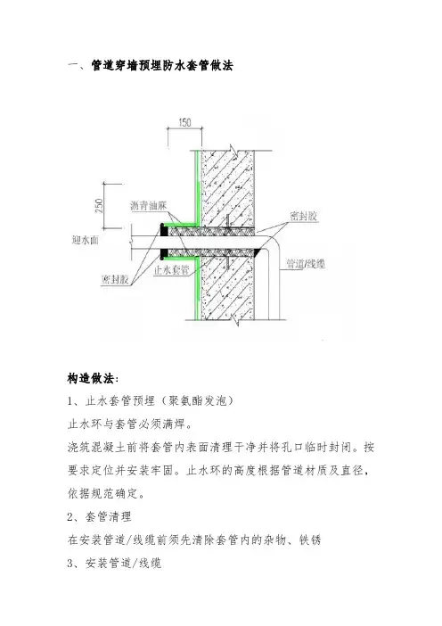 管道穿楼板等细部节点防水做法