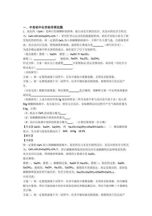 中考化学压轴题专题复习—探究题的综合附详细答案