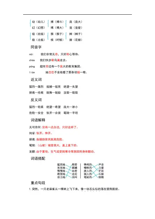 部编版四年级上册语文第五单元知识小结