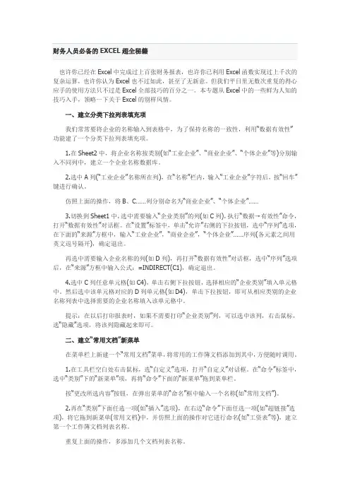 财务人员必备的EXCEL超全秘籍(简明中的)
