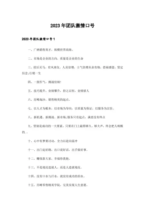 2023年团队激情口号