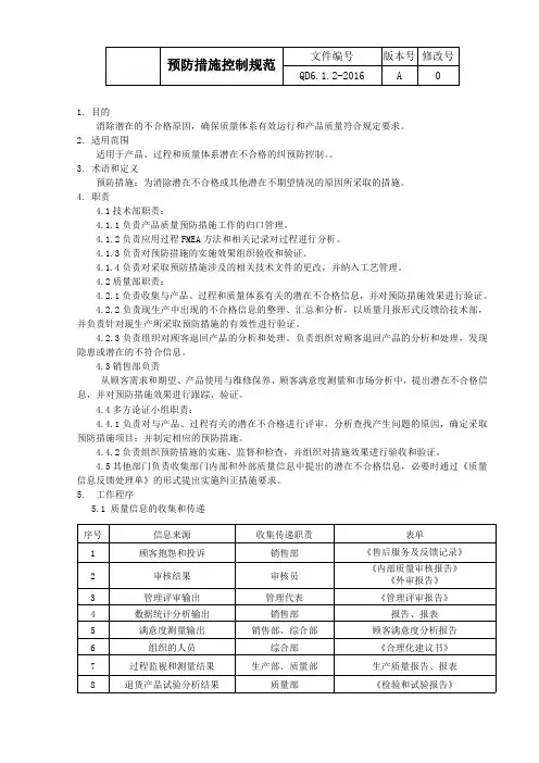 预防措施控制规范