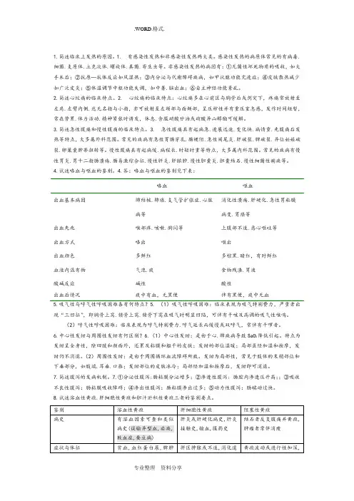 诊断学重点问答题加名词解释