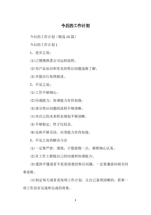 今后的工作计划