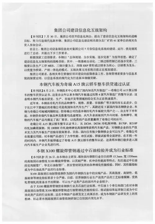 集团公司建设信息化五级架构