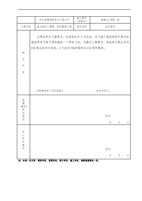 技术核定单(样表)