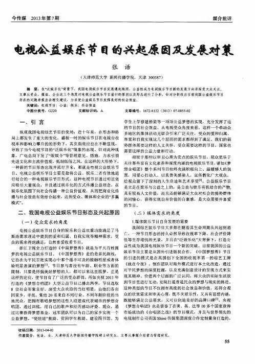 电视公益娱乐节目的兴起原因及发展对策