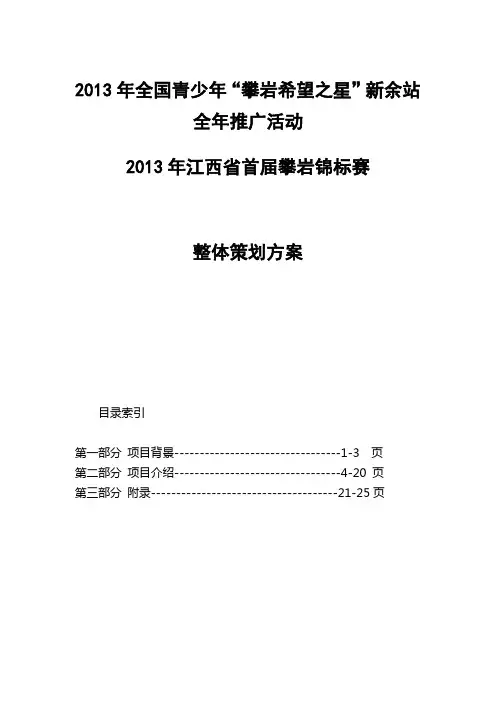 2013年新余市攀岩活动赛事策划方案
