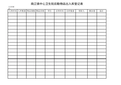 后勤物品出入库登记表