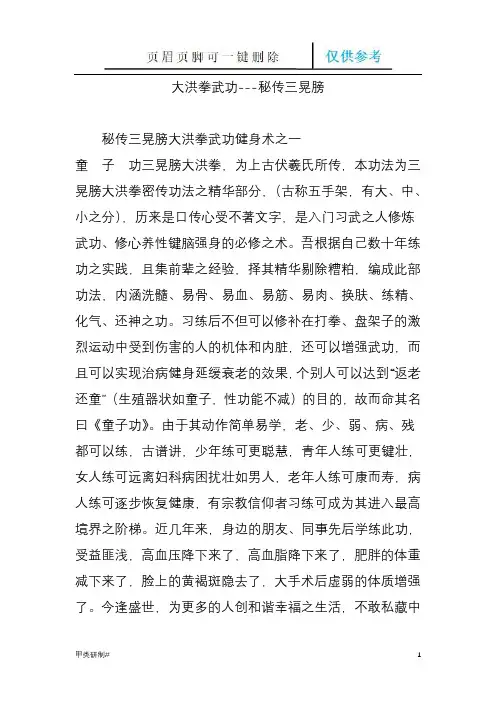 大洪拳武功---秘传三晃膀(优质严制)