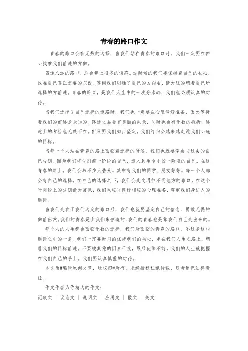 青春的路口作文